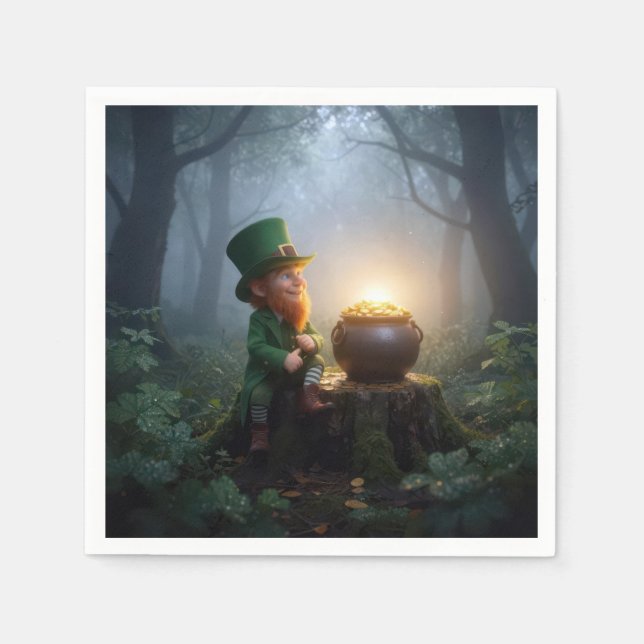 Irish Leprechaun with a Pot of Gold Napkins (Front)