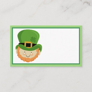 Irish leprechaun with four leaf clover hat business card