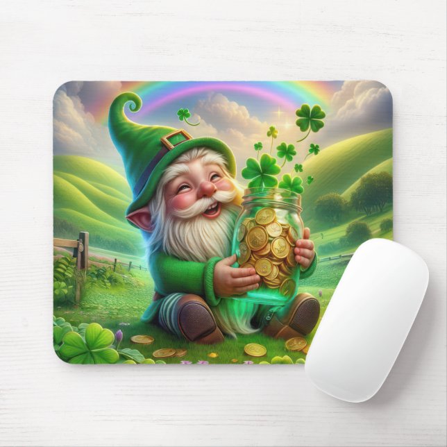Irish Leprechaun With Gold Coins Mouse Pad (With Mouse)