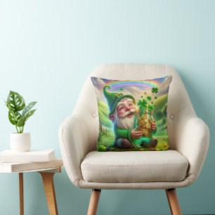 Irish Leprechaun With Gold Coins Throw Pillow