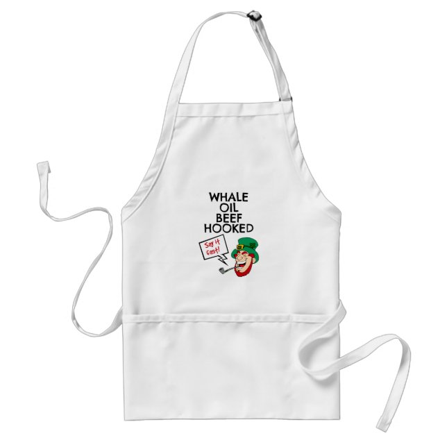 Irish Lesson: Whale Oil Beef Hooked Leprechaun Adult Apron (Front)