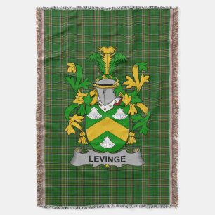 Irish Levinge or Levens Coat of Arms Family Crest Throw Blanket