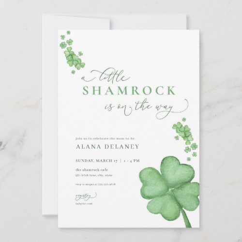 Irish Little Shamrock Baby Shower Invitation