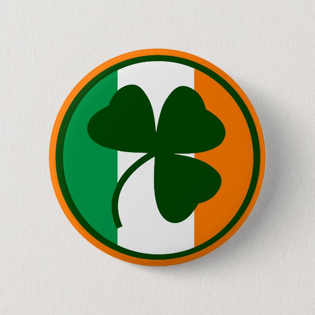 Irish logo, shamrock on flag colors button (Front)