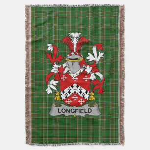Irish Longfield Coat of Arms Family Crest Ireland Throw Blanket