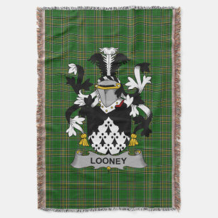 Irish Looney or O_Lunney Coat of Arms Family Cres Throw Blanket