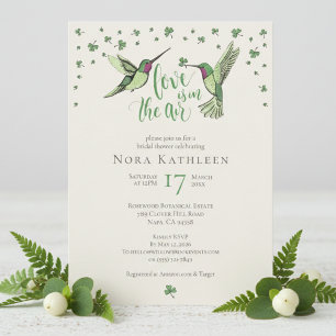 Irish Love Is in the Air Hummingbird Bridal Shower Invitation