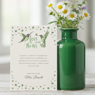 Irish Love Is in the Air Hummingbird Thank You Note Card