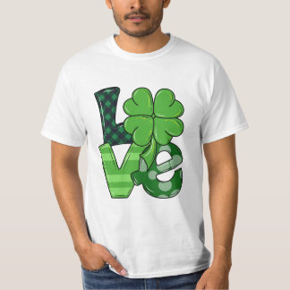 Irish Love Patrick's Day Shamrock Green Plaid T-Shirt