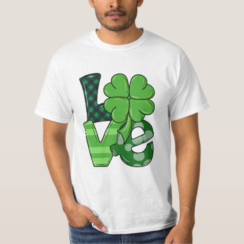 Irish Love Patricks Day Shamrock Green Plaid T_Shirt