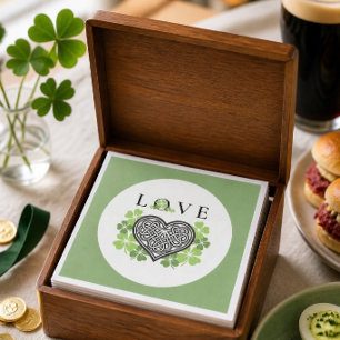 Irish LOVE Shamrock & Celtic Knot Heart Paper Napkins