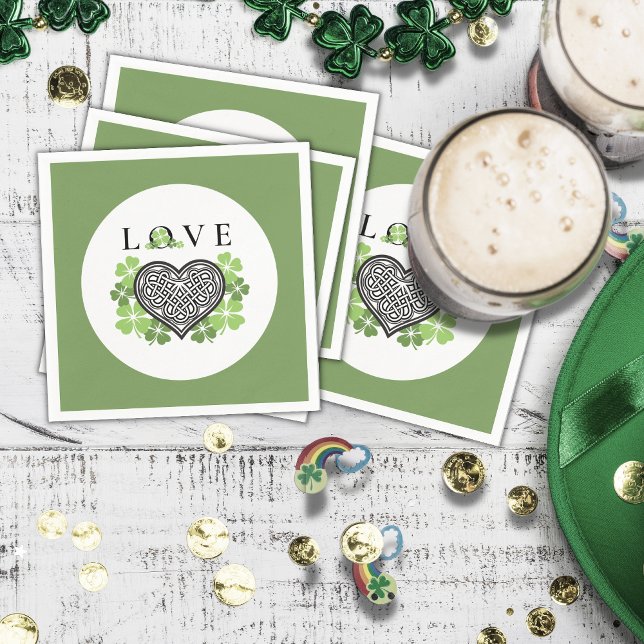 Irish LOVE Shamrock & Celtic Knot Heart Paper Napkins (Creator Uploaded)