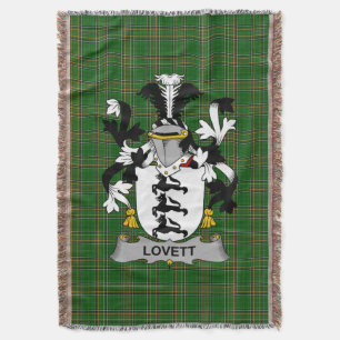 Irish Lovett Coat of Arms Family Crest Ireland Throw Blanket