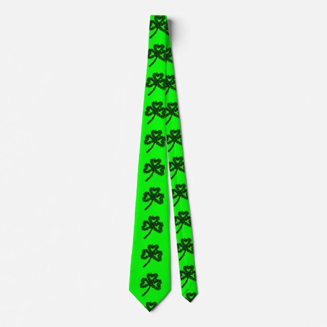 Irish Luck Green Leaf Clover TIE (Front)