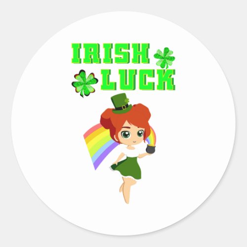 Irish Luck leprechaun 17 Day Saint March Patricks Classic Round Sticker