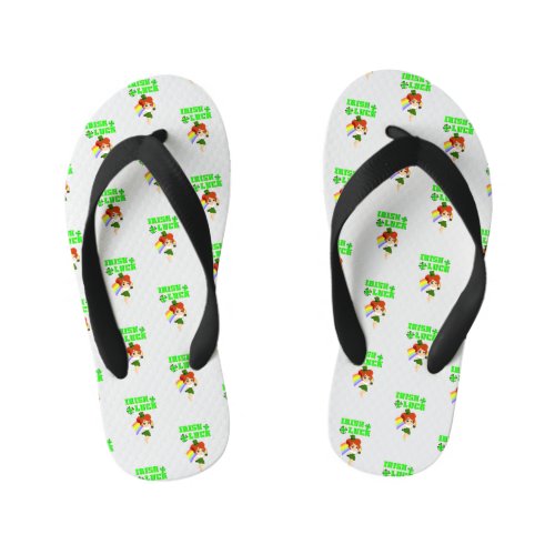 Irish Luck leprechaun 17 Day Saint March Patricks Kids Flip Flops