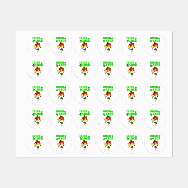 Irish Luck leprechaun 17 Day Saint March Patricks Labels (Sheet)