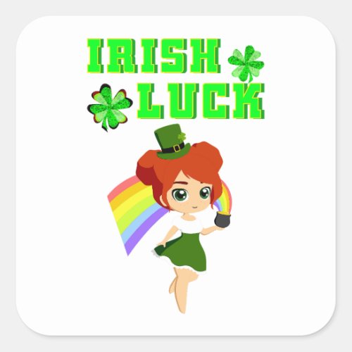 Irish Luck leprechaun 17 Day Saint March Patricks Square Sticker