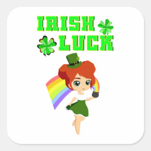 Irish Luck leprechaun 17 Day Saint March Patricks Square Sticker