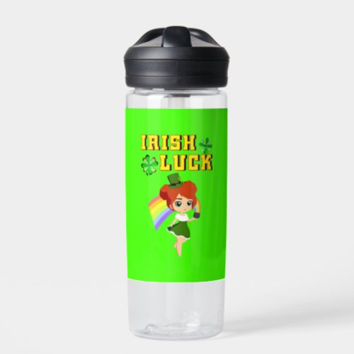 Irish Luck leprechaun Trefoil Saint March Patricks Water Bottle