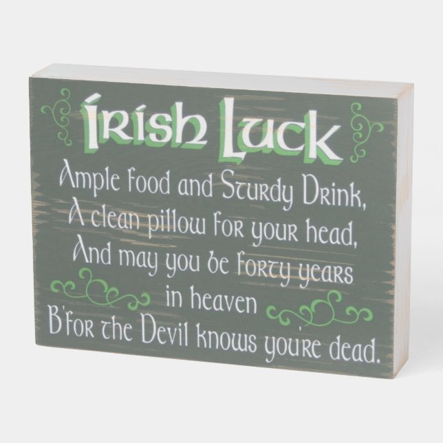Irish Luck Saying Distressed Wooden Sign (Angled Horizontal)