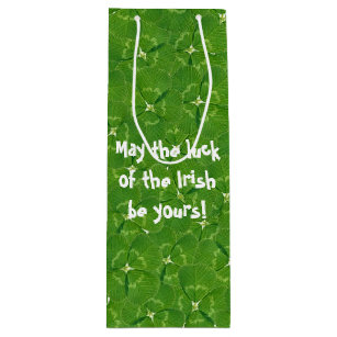 Irish Luck Shamrocks Wine Gift Bag
