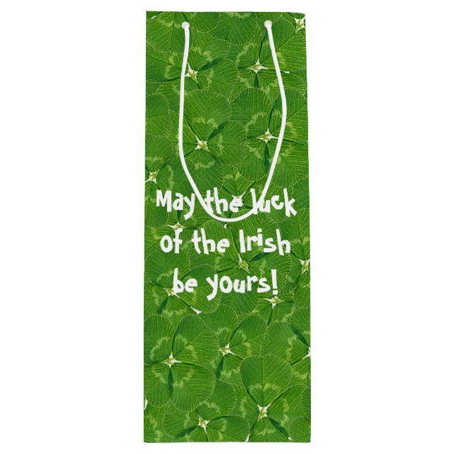 Irish Luck Shamrocks Wine Gift Bag (Front)