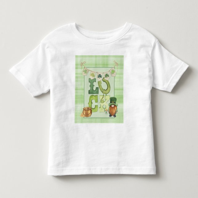 Irish Luck St Patrick's Day Gnome Shamrock Green   Toddler T-shirt (Front)