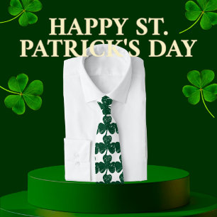 Irish Luck Stylish Grunge  Clover Leaf Neck Tie