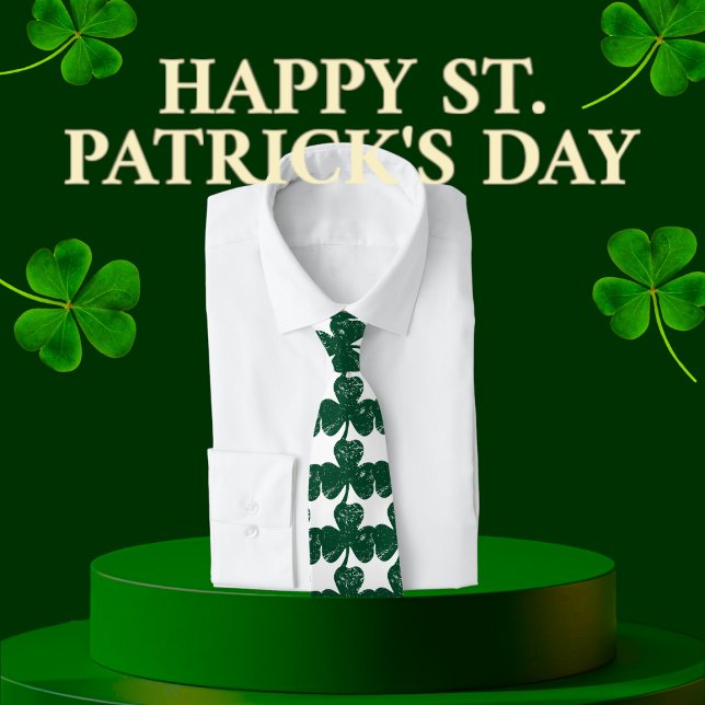 Irish Luck Stylish Grunge  Clover Leaf Neck Tie (Irish Luck Stylish Grunge Clover Leaf Neck Tie)