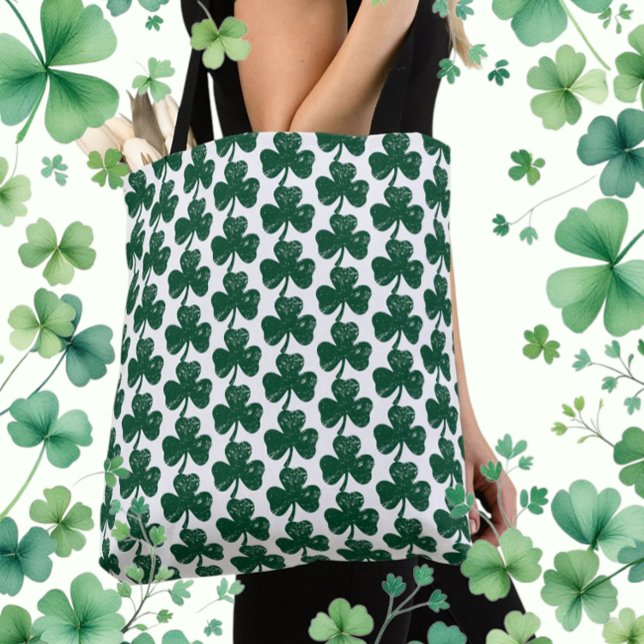 Irish Luck Trendy Grunge Clover Leaf  Tote Bag (Irish Luck Trendy Grunge Clover Leaf Tote Bag)