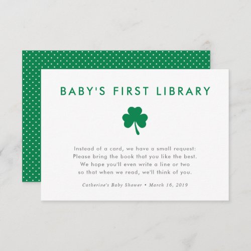 Irish Lucky Charm Books for Babys First Library Invitation