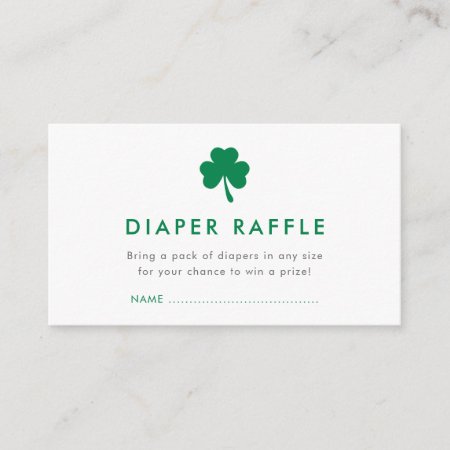 Irish Lucky Charm Diaper Raffle Baby Shower Enclosure Card