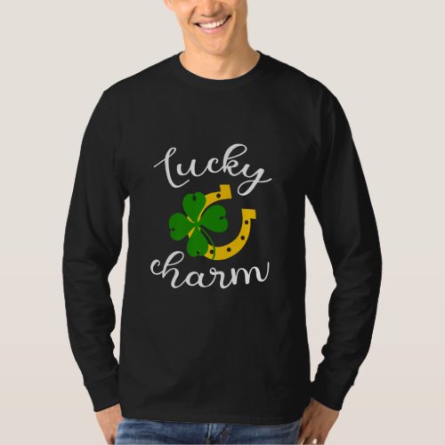 Irish Lucky Charm Horseshoe  Shamrock  St Patrick T_Shirt
