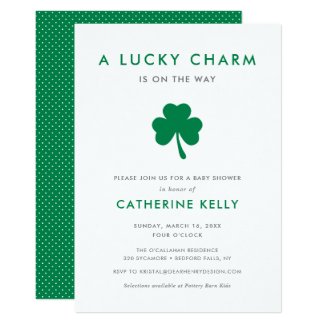 Irish Lucky Charm Spring Baby Shower Green Invitation