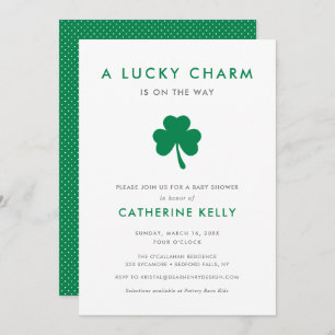 Irish Lucky Charm Spring Baby Shower Green Invitation