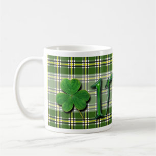 Irish Lucky Charming Clover Shamrock Green Tartan Coffee Mug