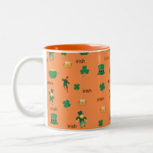 irish lucky charms and drink beer pattern Two-Tone coffee mug