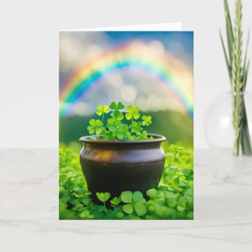 Irish Lucky Clovers In A Pot Card