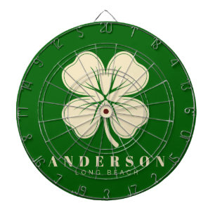 Irish Lucky Four Leaf Clover with Name Green Dart Board