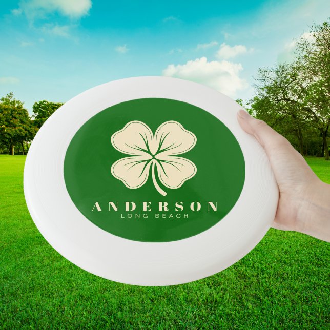Irish Lucky Four Leaf Clover with Name Green Wham-O Frisbee (Creator Uploaded)