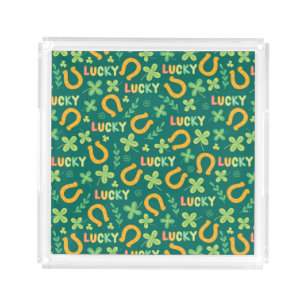 Irish LUCKY green pattern Acrylic Tray