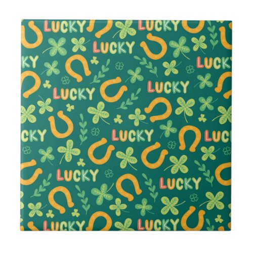 Irish LUCKY green pattern Ceramic Tile