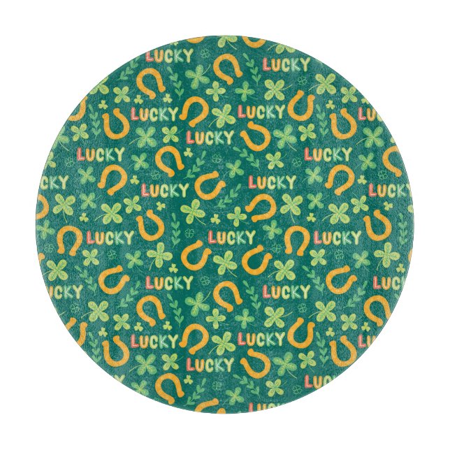 Irish LUCKY green pattern Cutting Board (Front)