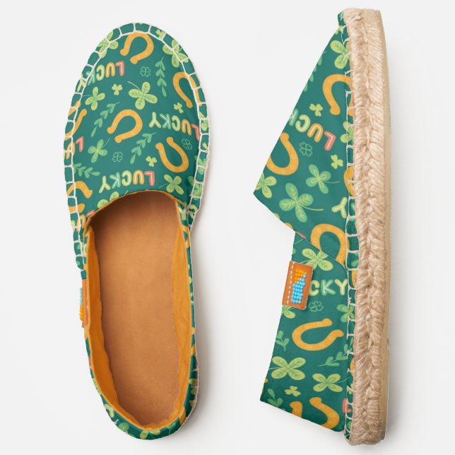 Irish LUCKY green pattern Espadrilles (Side)
