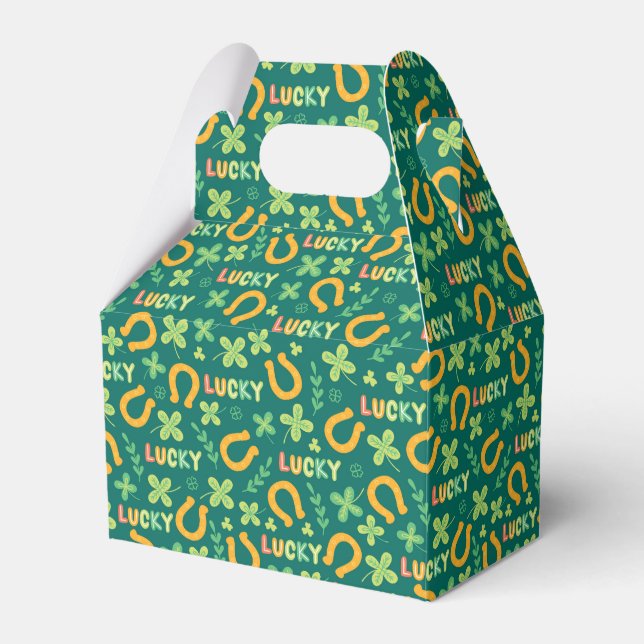Irish LUCKY green pattern Favor Boxes (Front Side)