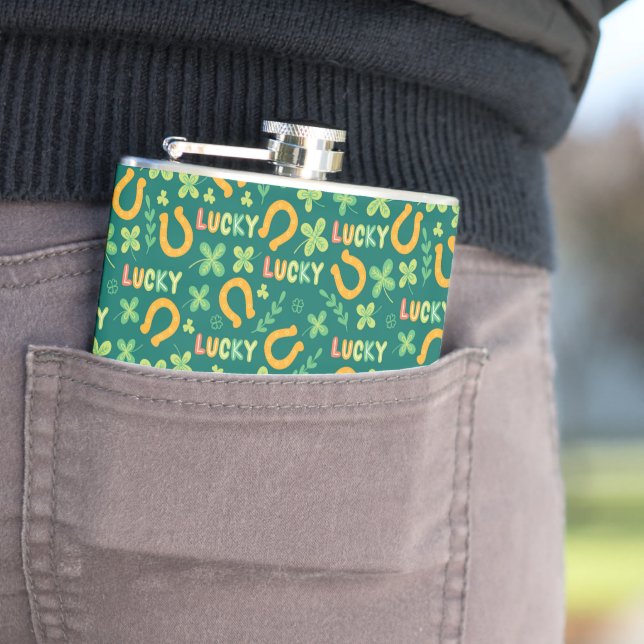Irish LUCKY green pattern Flask (In Situ)
