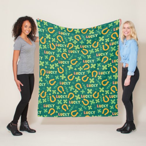 Irish LUCKY green pattern Fleece Blanket