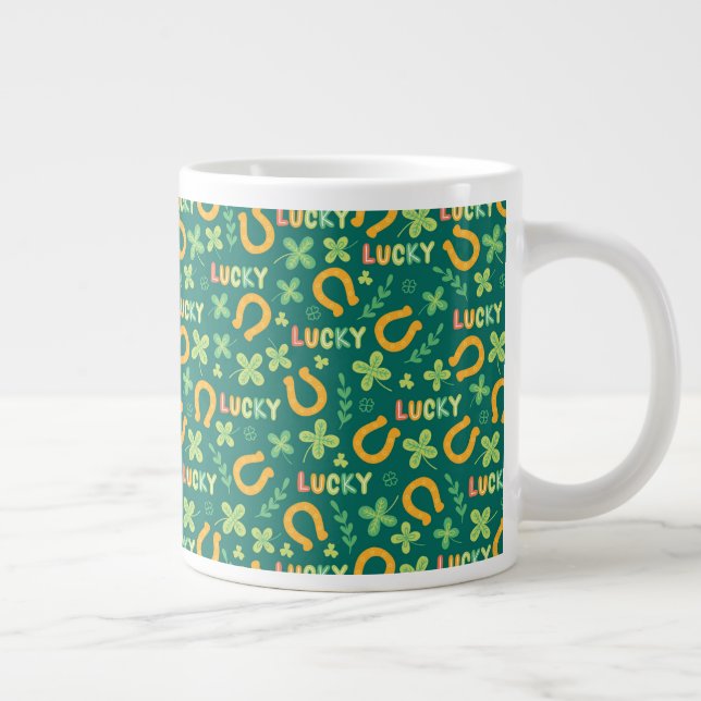 Irish LUCKY green pattern Giant Coffee Mug (Right)