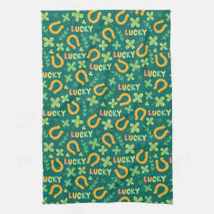 Irish LUCKY green pattern Kitchen Towel
